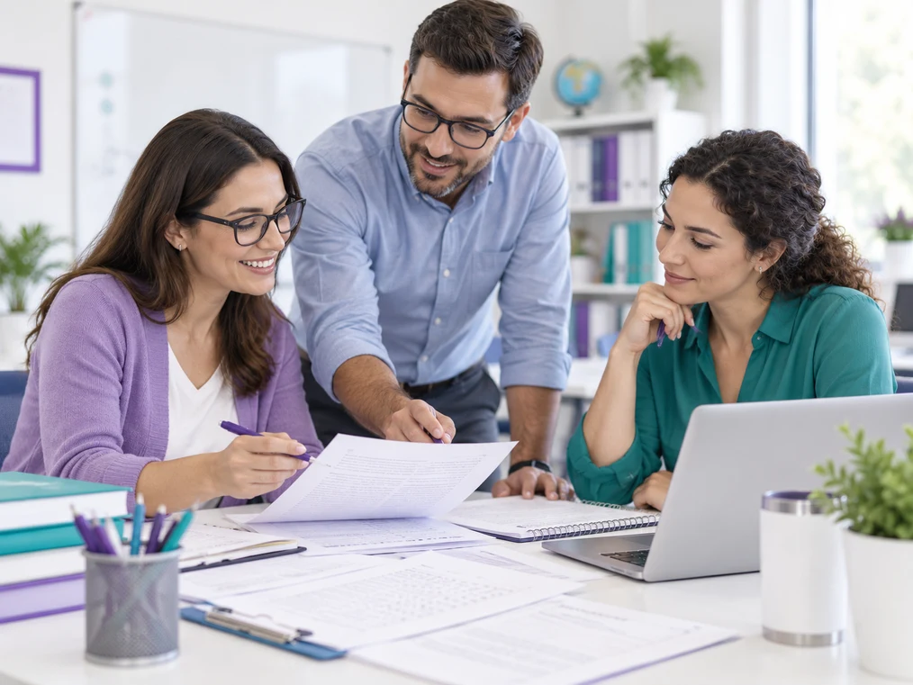 Un equipo docente trabajando en la planeación pedagógica.